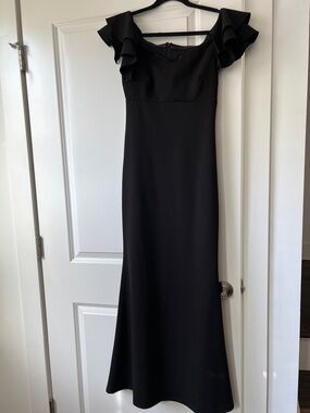Elegant Black Ruffle Sleeve Gown